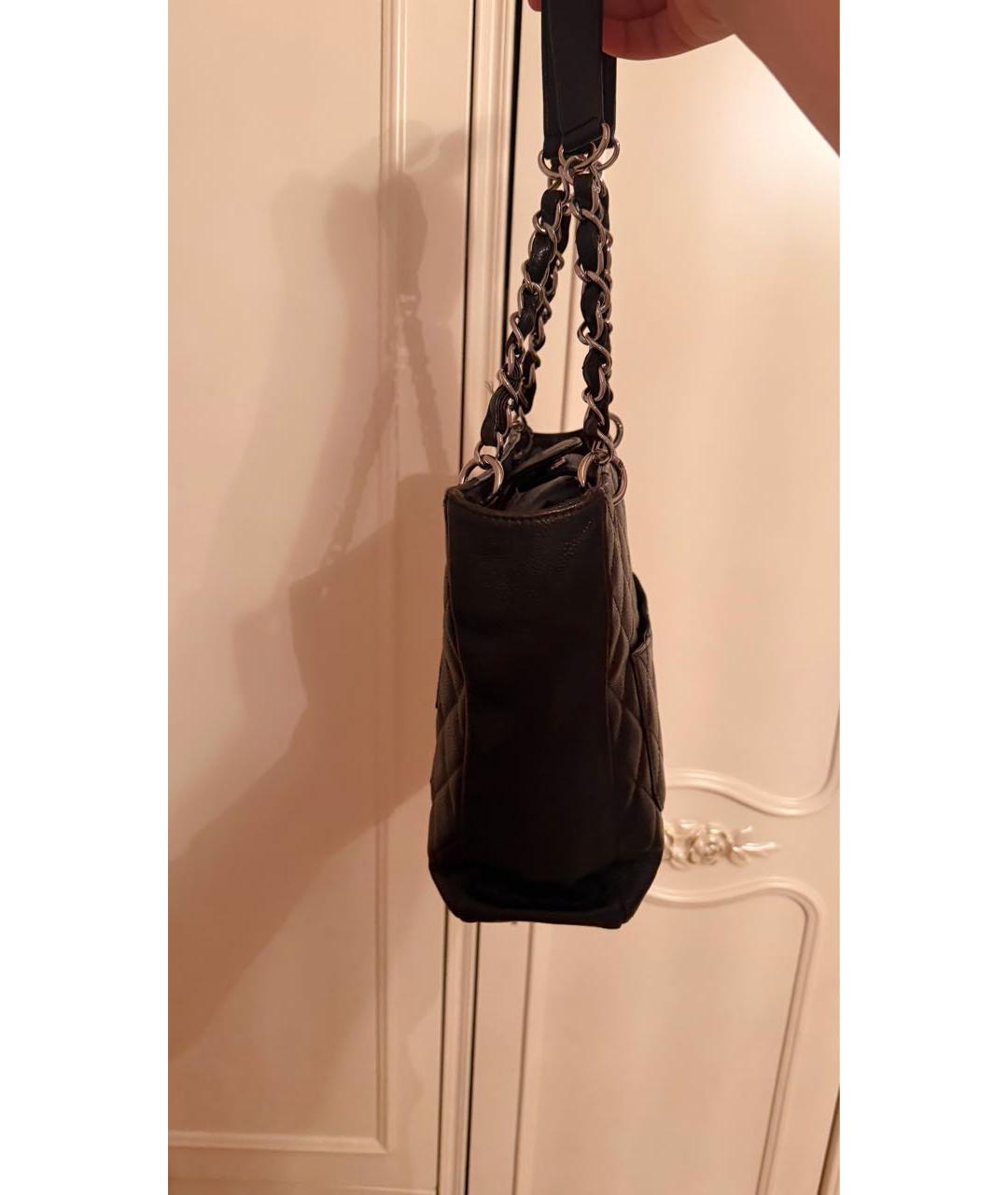 CHANEL Черная кожаная сумка тоут, фото 2