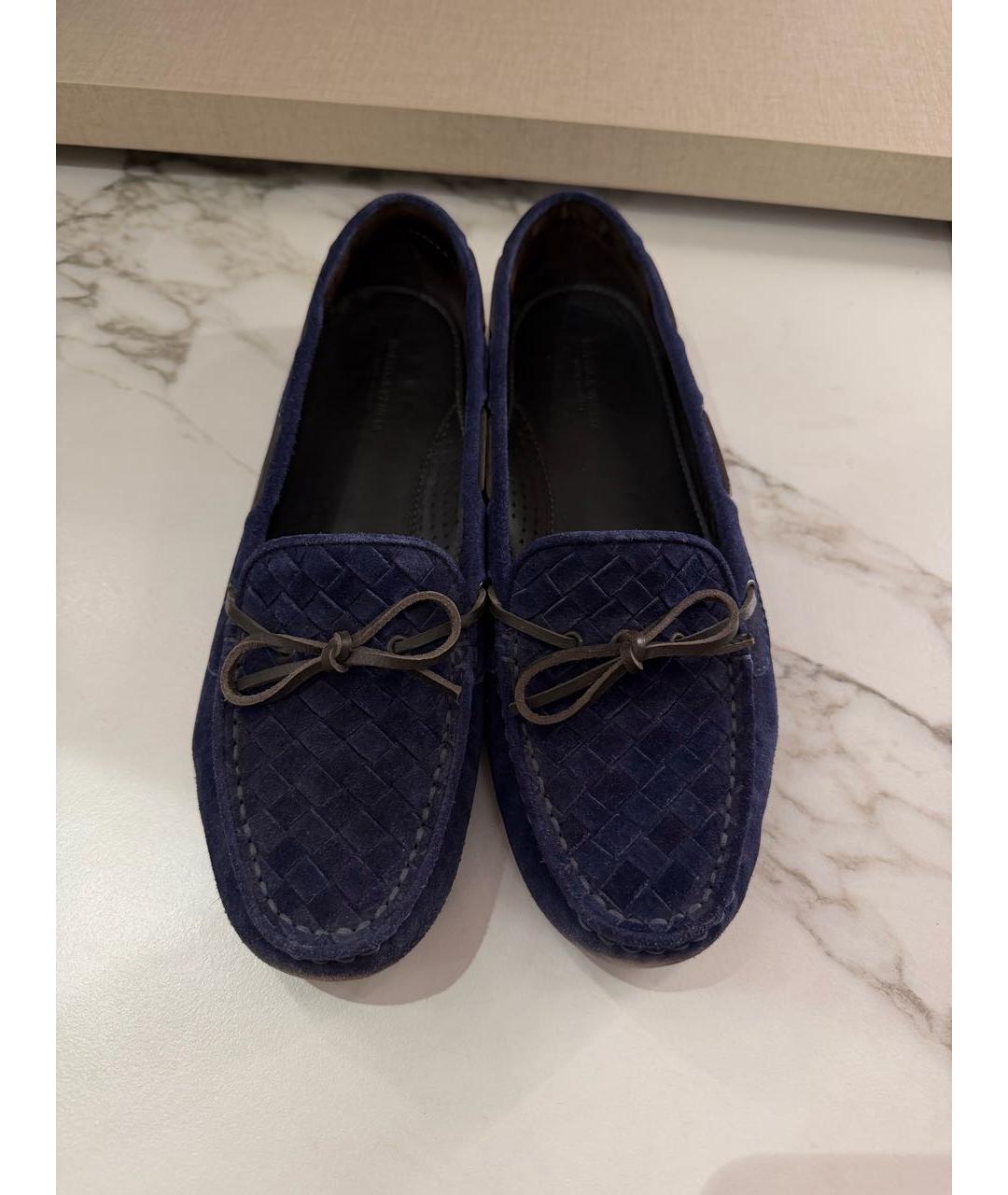 BOTTEGA VENETA Темно-синие замшевые мокасины, фото 2