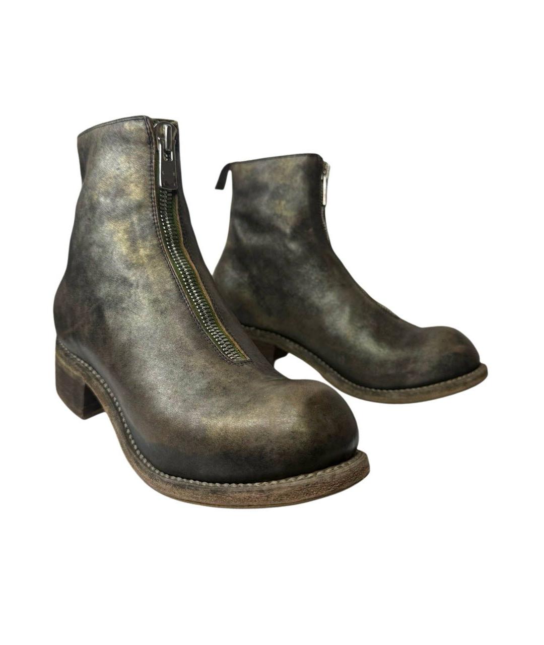 GUIDI Антрацитовые кожаные ботильоны, фото 2