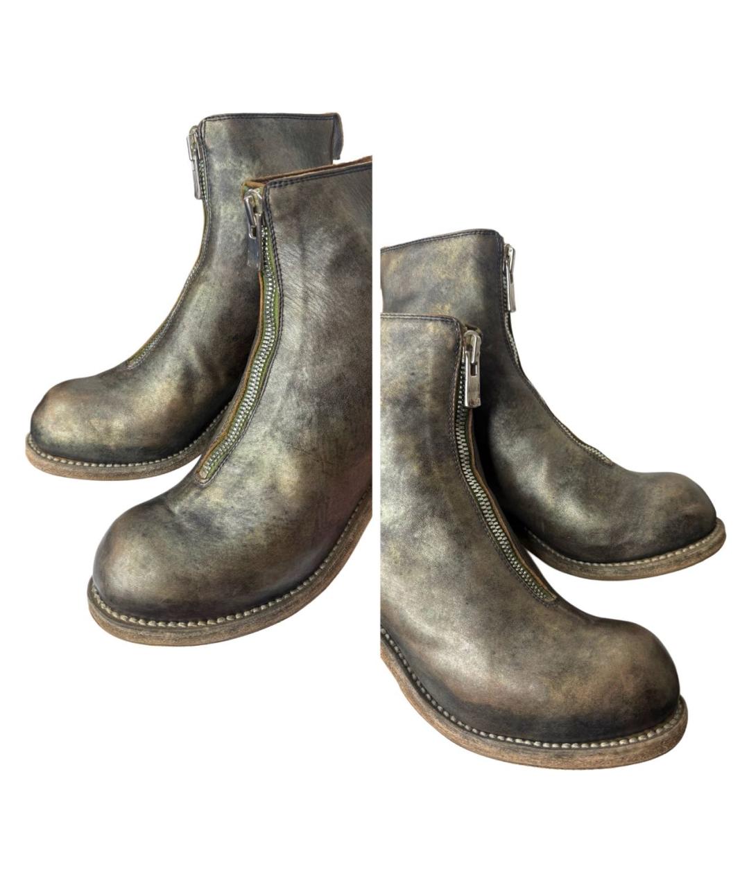 GUIDI Антрацитовые кожаные ботильоны, фото 7