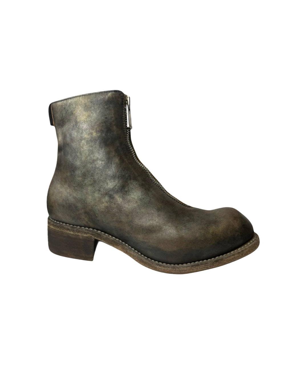 GUIDI Антрацитовые кожаные ботильоны, фото 9