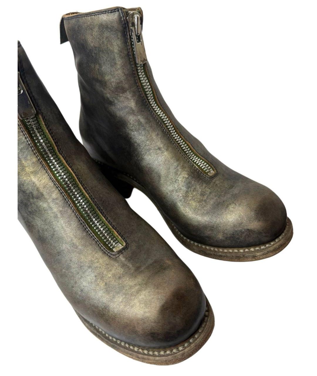 GUIDI Антрацитовые кожаные ботильоны, фото 3