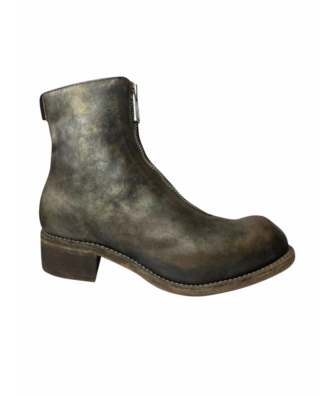 GUIDI Антрацитовые кожаные ботильоны, фото 1