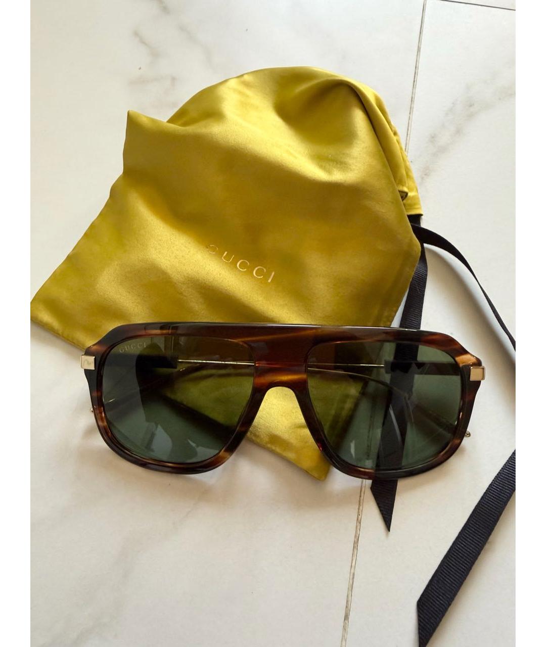 GUCCI Коричневые пластиковые солнцезащитные очки, фото 6