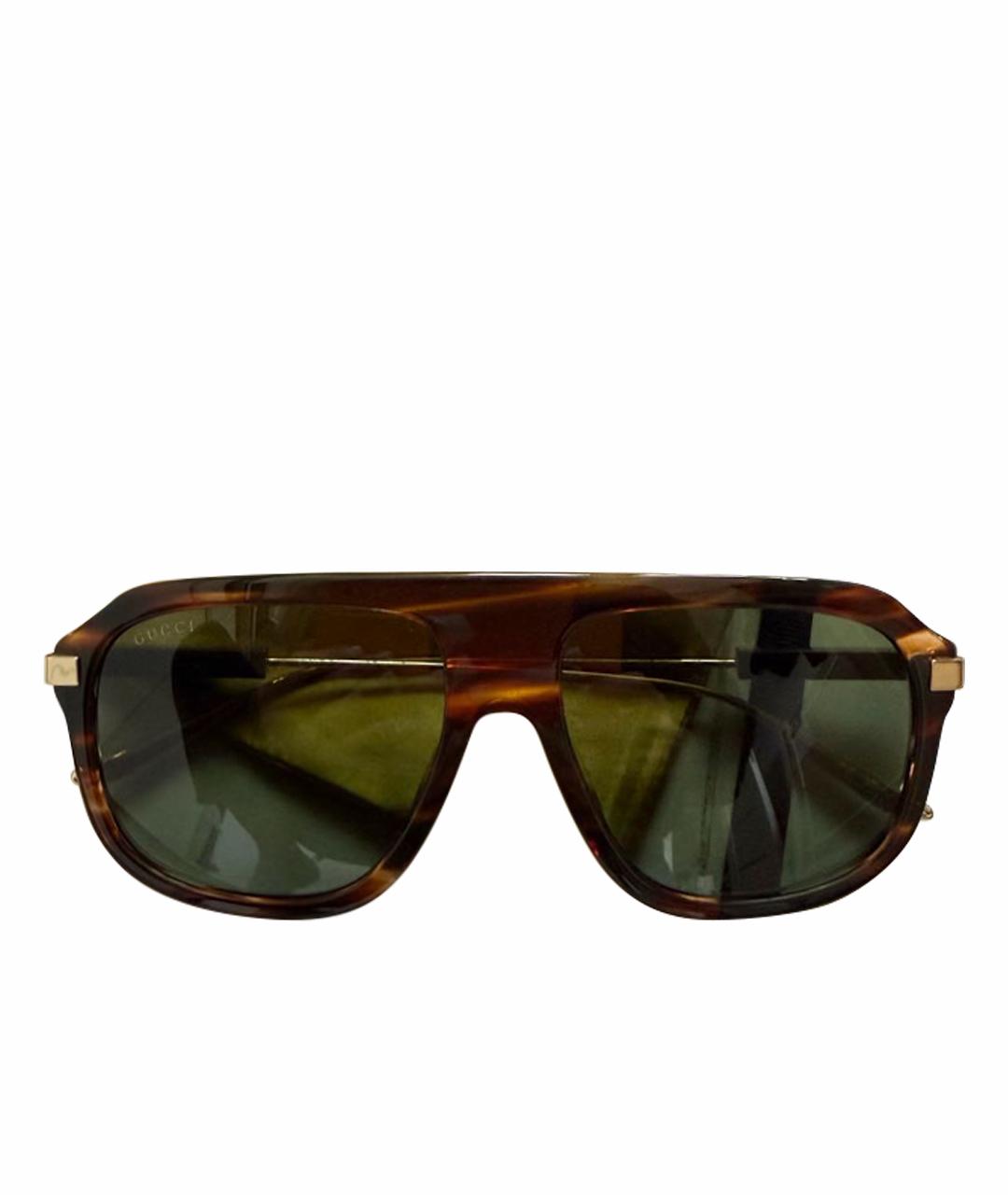 GUCCI Коричневые пластиковые солнцезащитные очки, фото 1