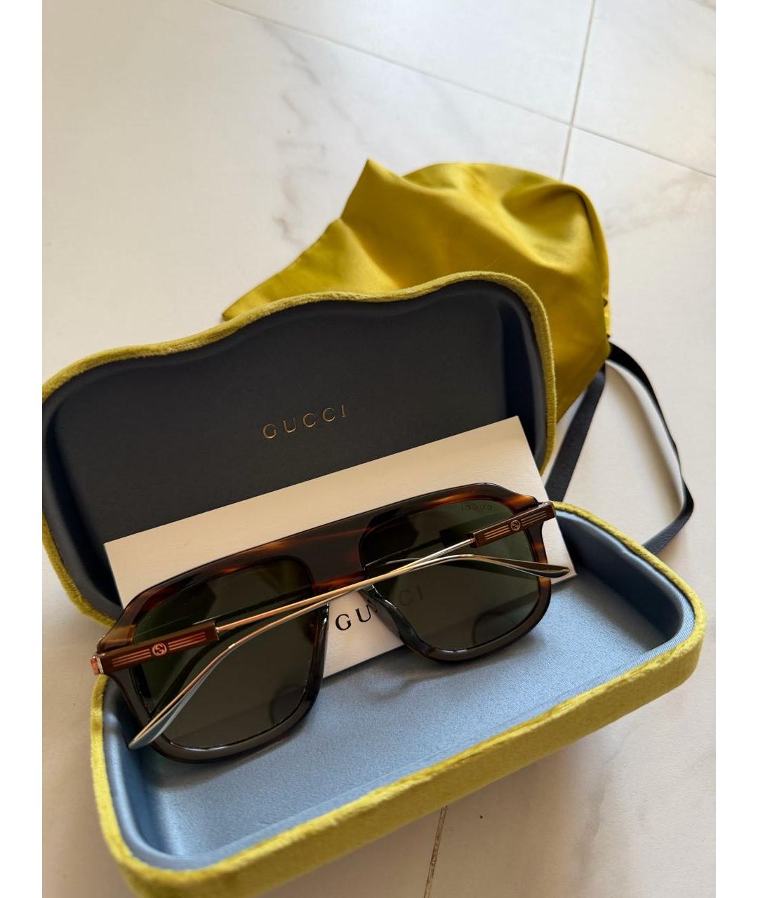 GUCCI Коричневые пластиковые солнцезащитные очки, фото 4