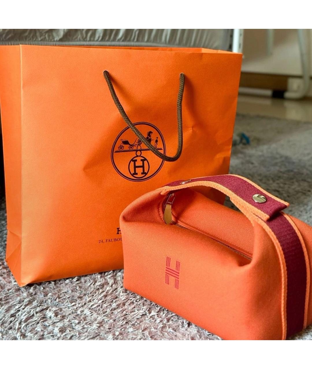 HERMES Оранжевая сумка с короткими ручками, фото 3