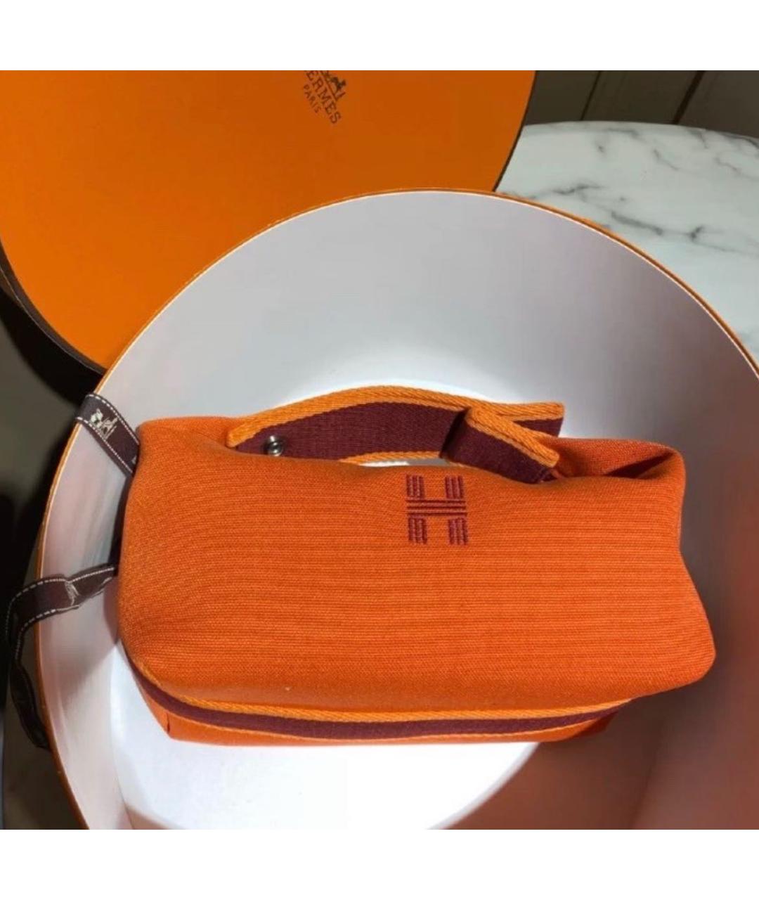 HERMES Оранжевая сумка с короткими ручками, фото 4