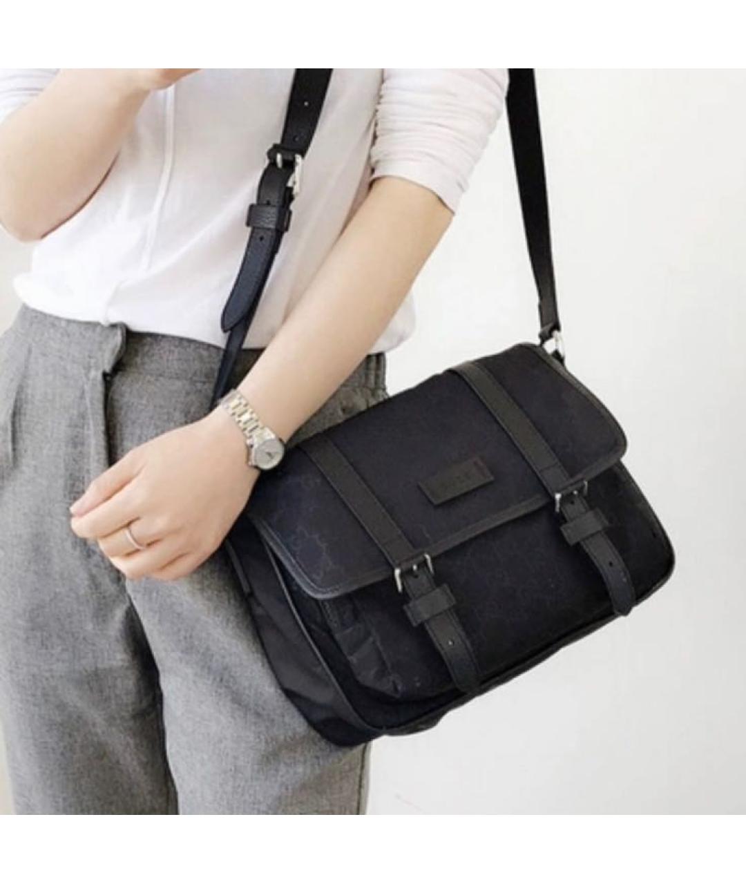 GUCCI Черная кожаная сумка через плечо, фото 4