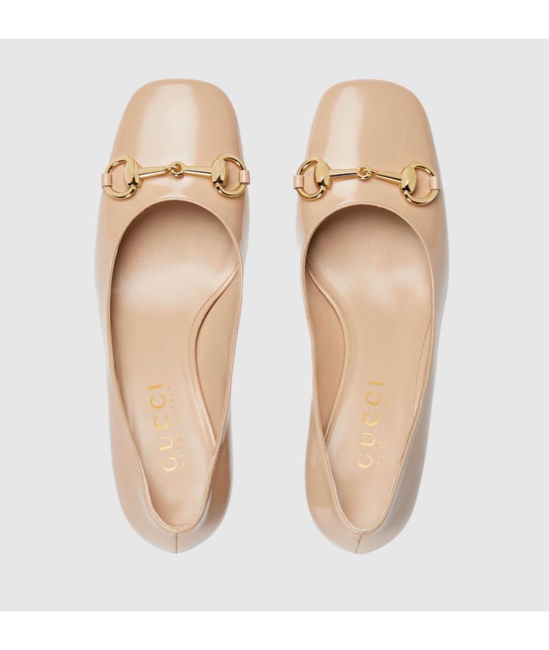 GUCCI Бежевые кожаные туфли, фото 6