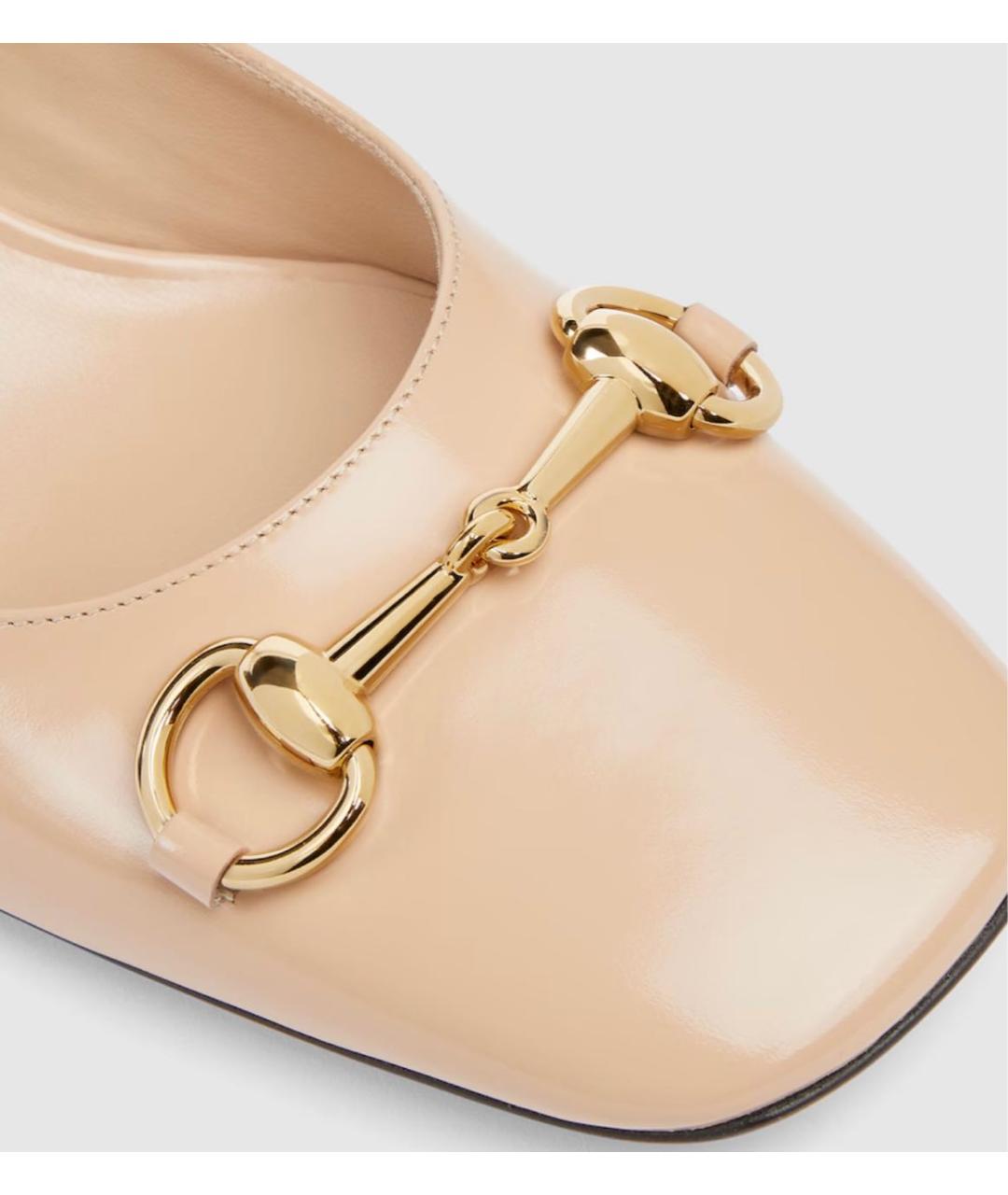 GUCCI Бежевые кожаные туфли, фото 4