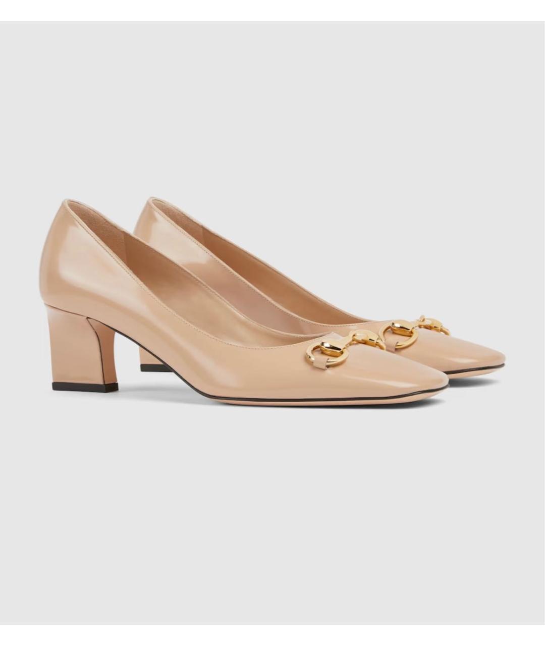 GUCCI Бежевые кожаные туфли, фото 2