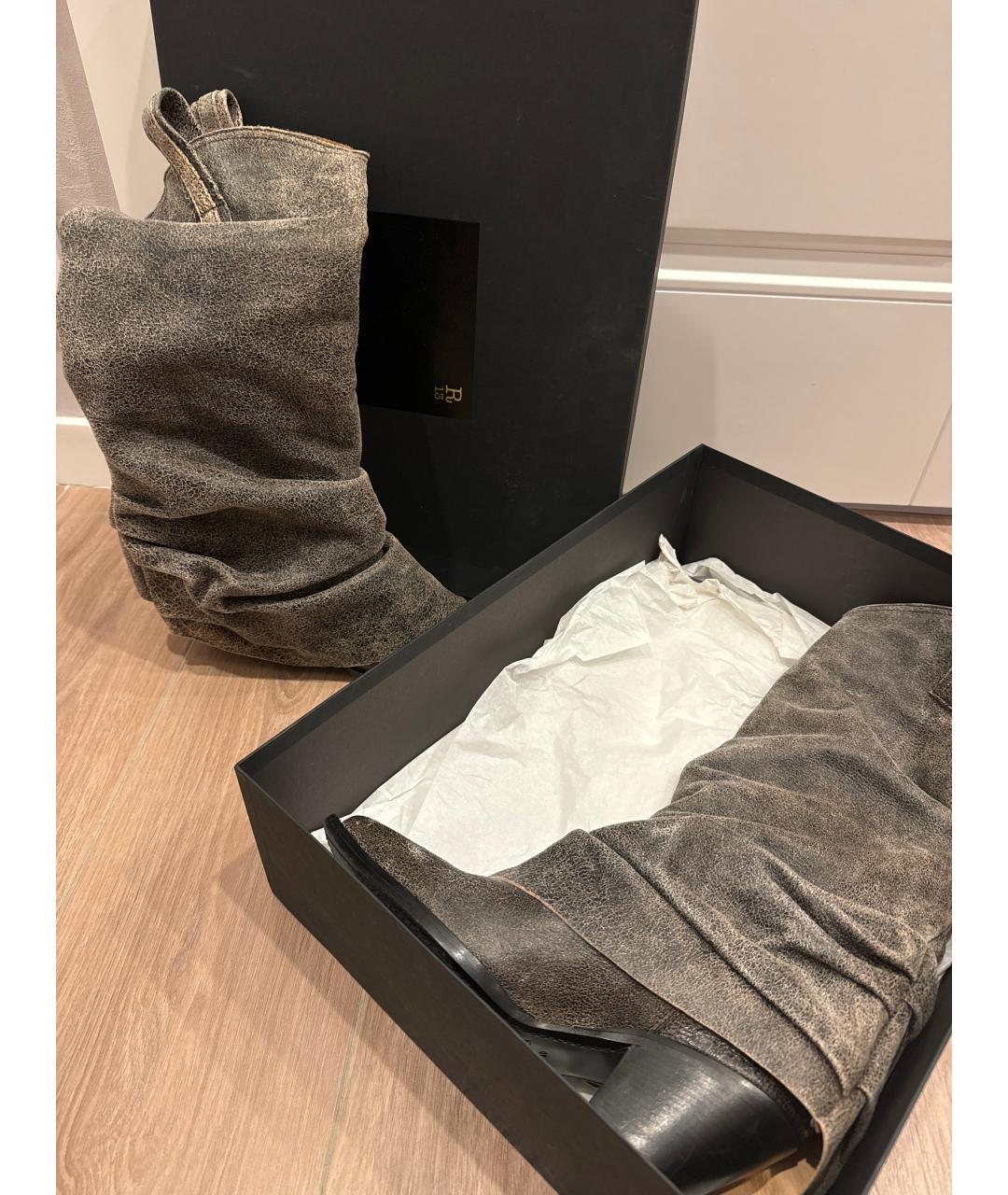 R13 Серые кожаные сапоги, фото 6