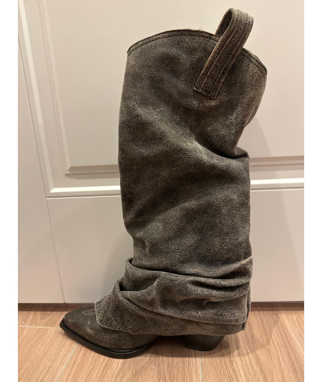 R13 Серые кожаные сапоги, фото 7