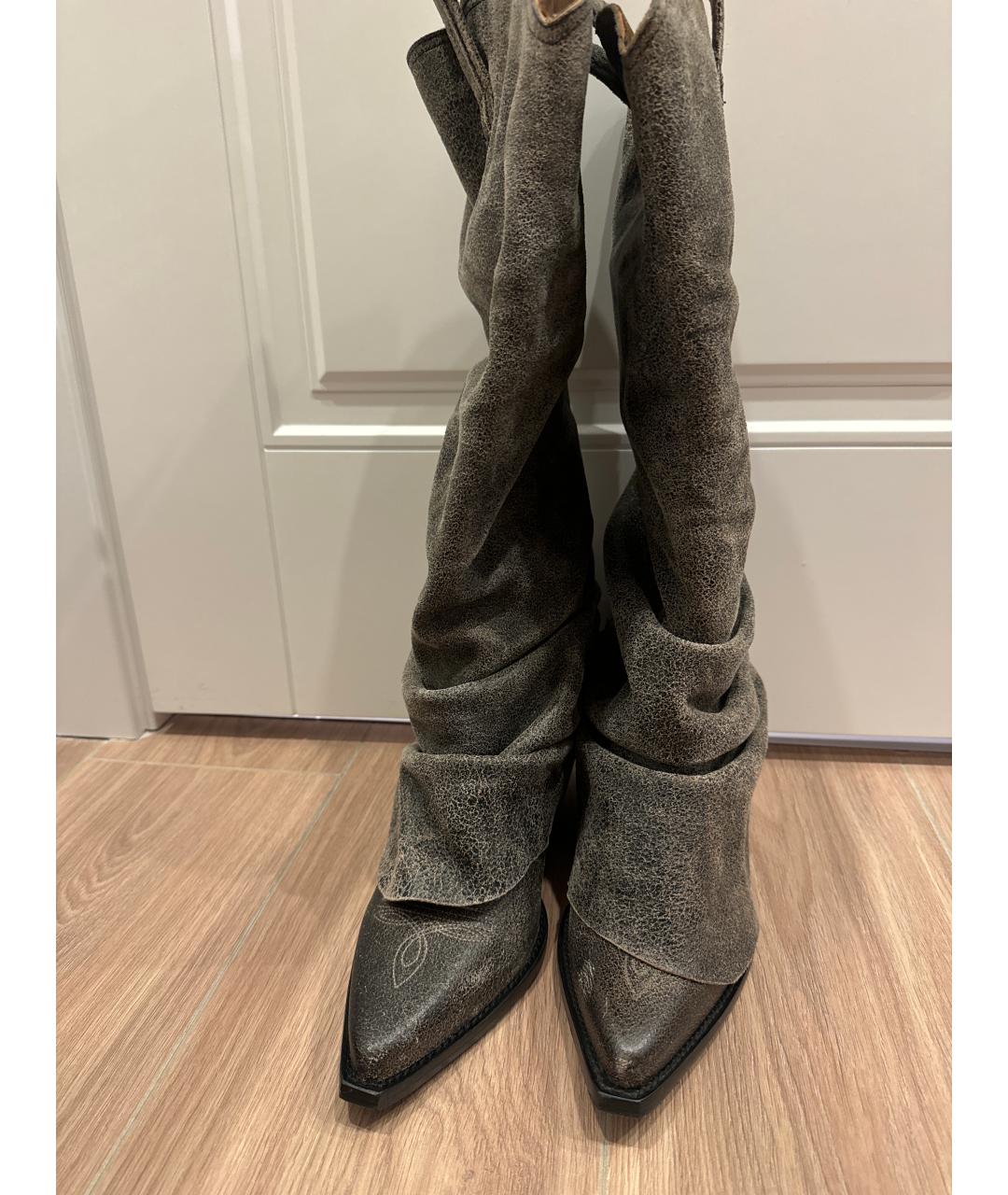 R13 Серые кожаные сапоги, фото 2