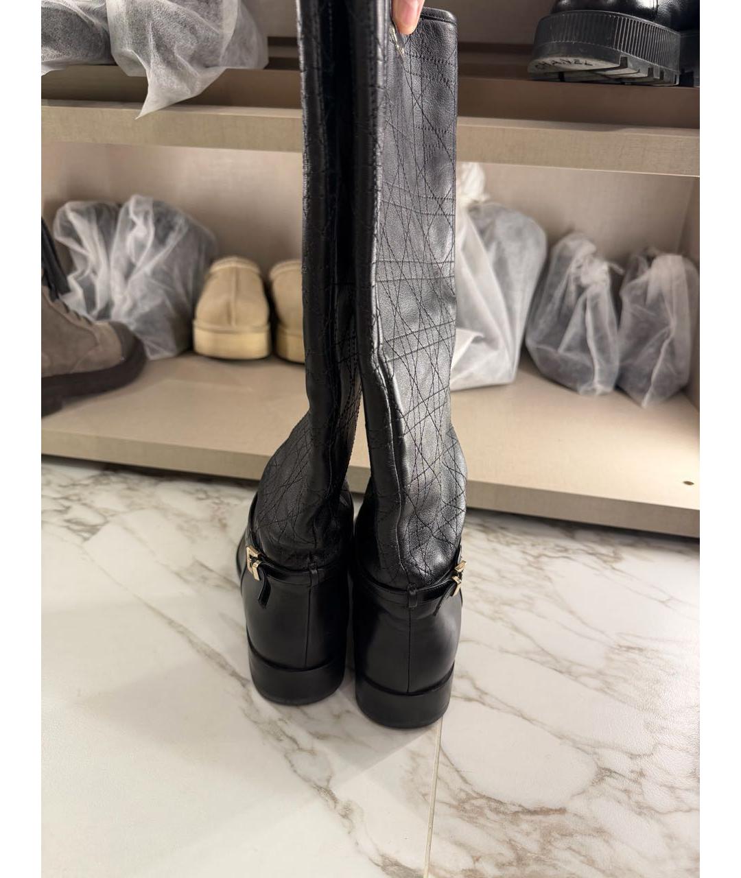 CHRISTIAN DIOR Черные кожаные сапоги, фото 4