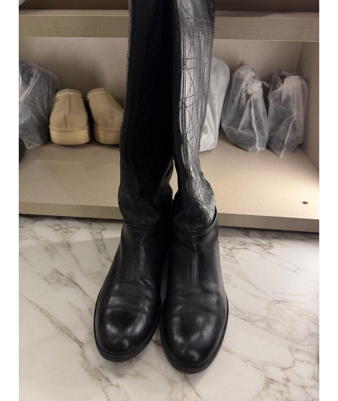 CHRISTIAN DIOR Черные кожаные сапоги, фото 2