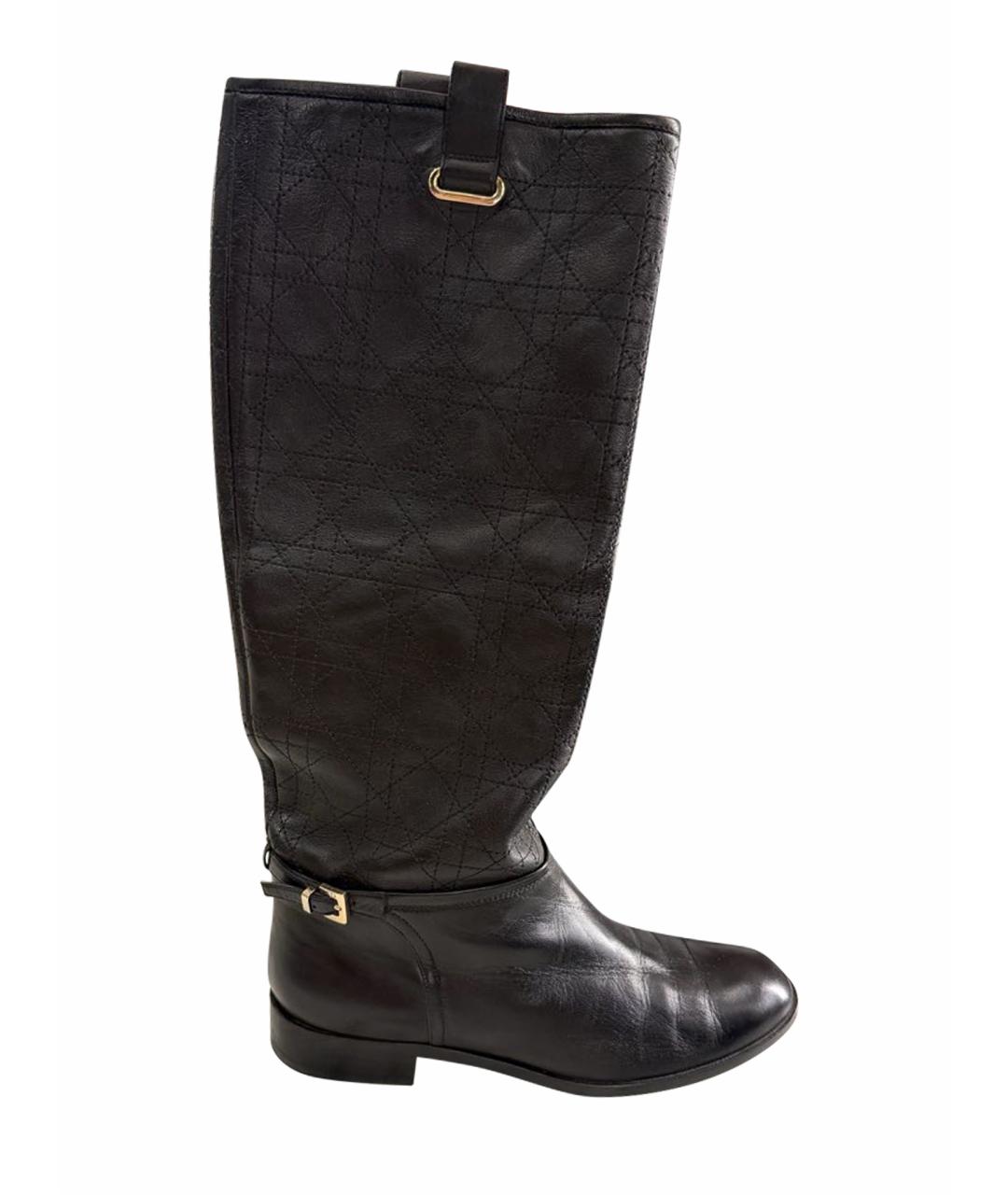 CHRISTIAN DIOR Черные кожаные сапоги, фото 1