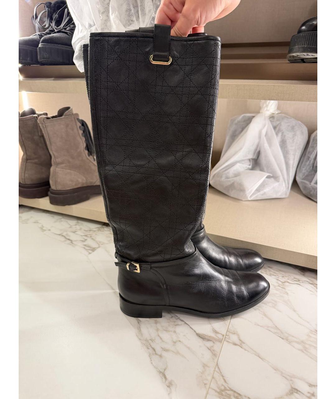 CHRISTIAN DIOR Черные кожаные сапоги, фото 5