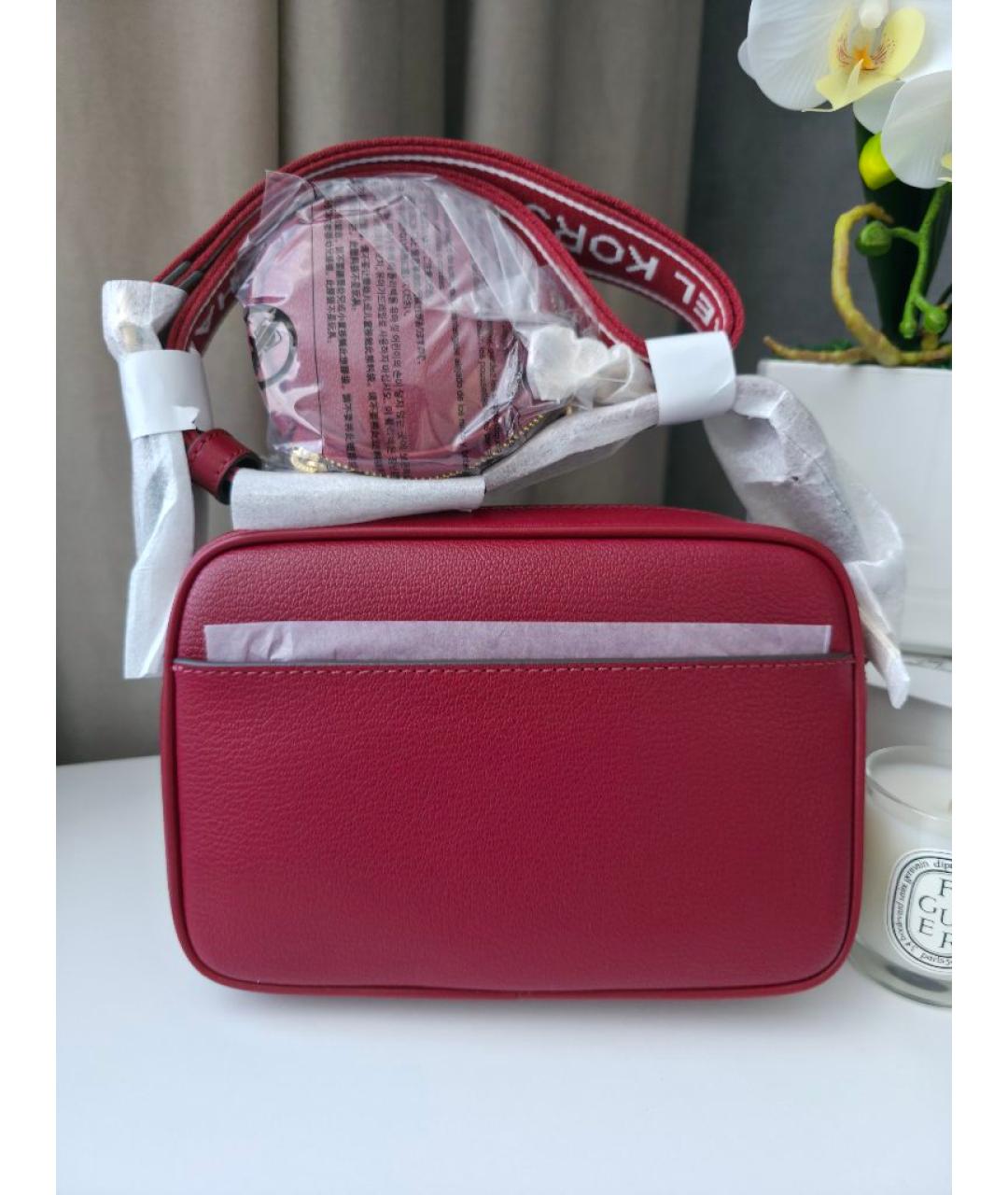 MICHAEL KORS Бордовая кожаная сумка через плечо, фото 8