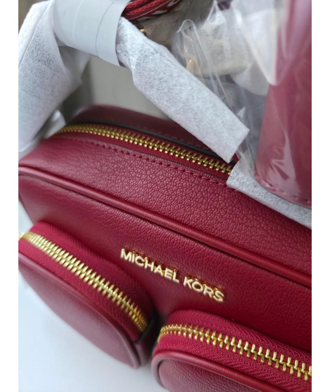 MICHAEL KORS Бордовая кожаная сумка через плечо, фото 7