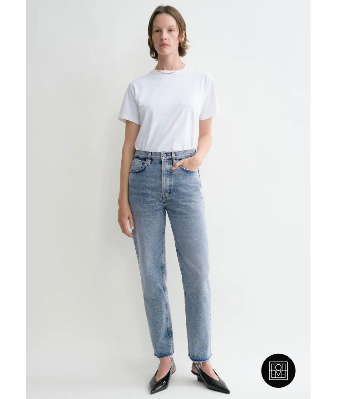 TOTEME Голубые хлопковые прямые джинсы, фото 2