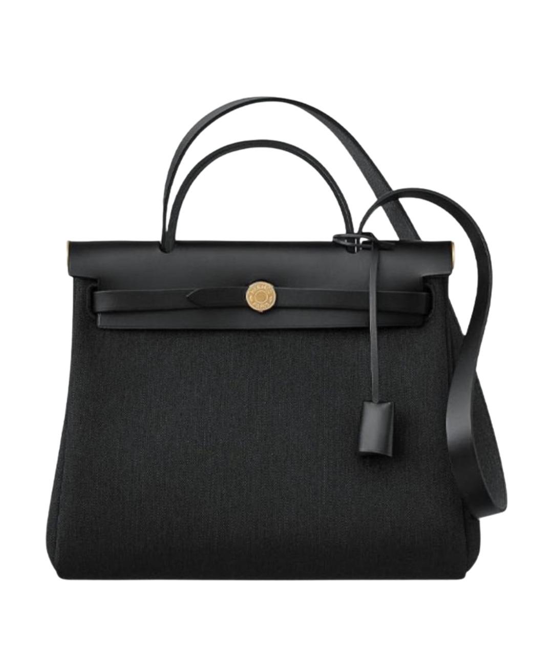 HERMES Черная кожаная сумка тоут, фото 1