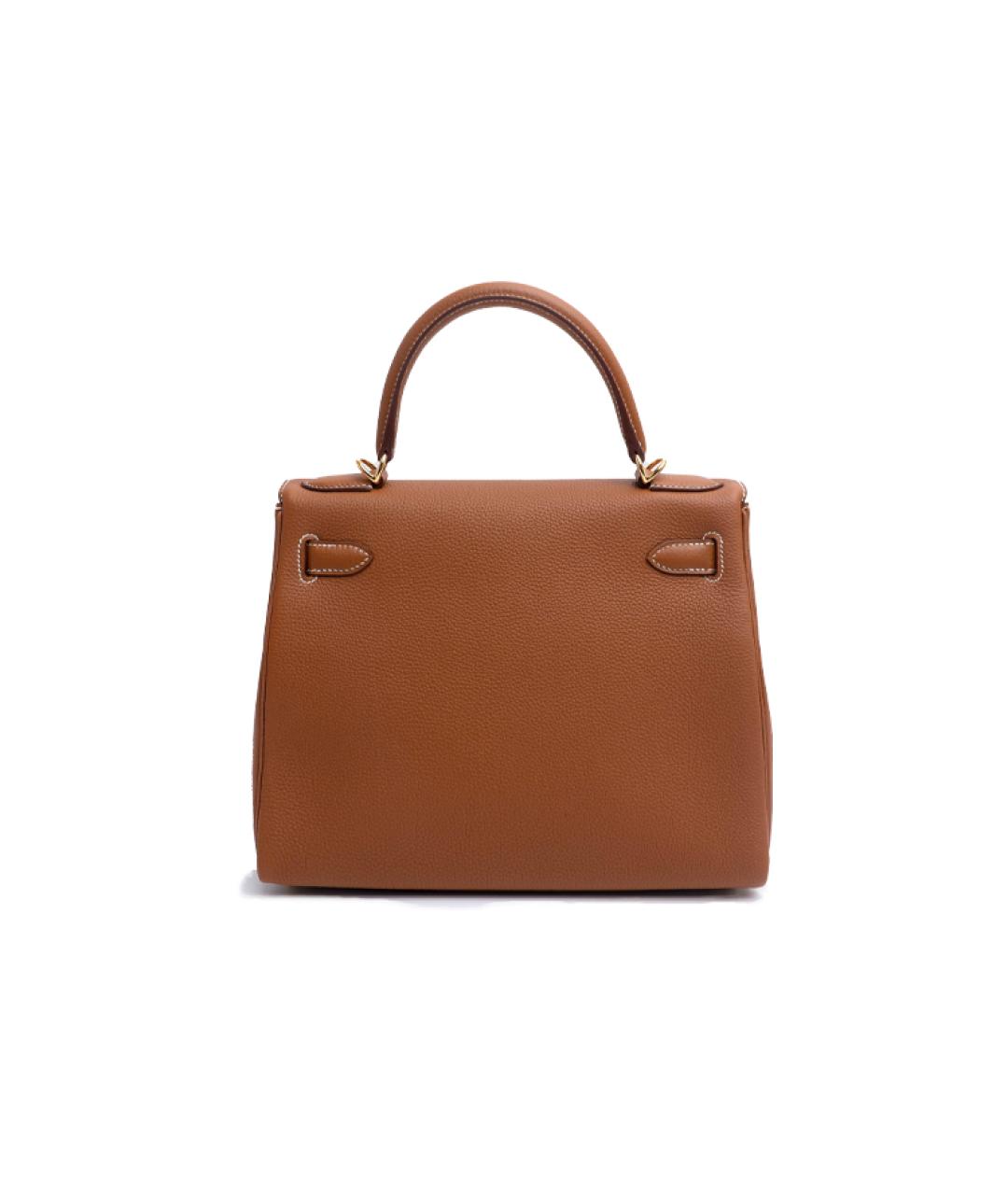 HERMES Коричневая кожаная сумка с короткими ручками, фото 2