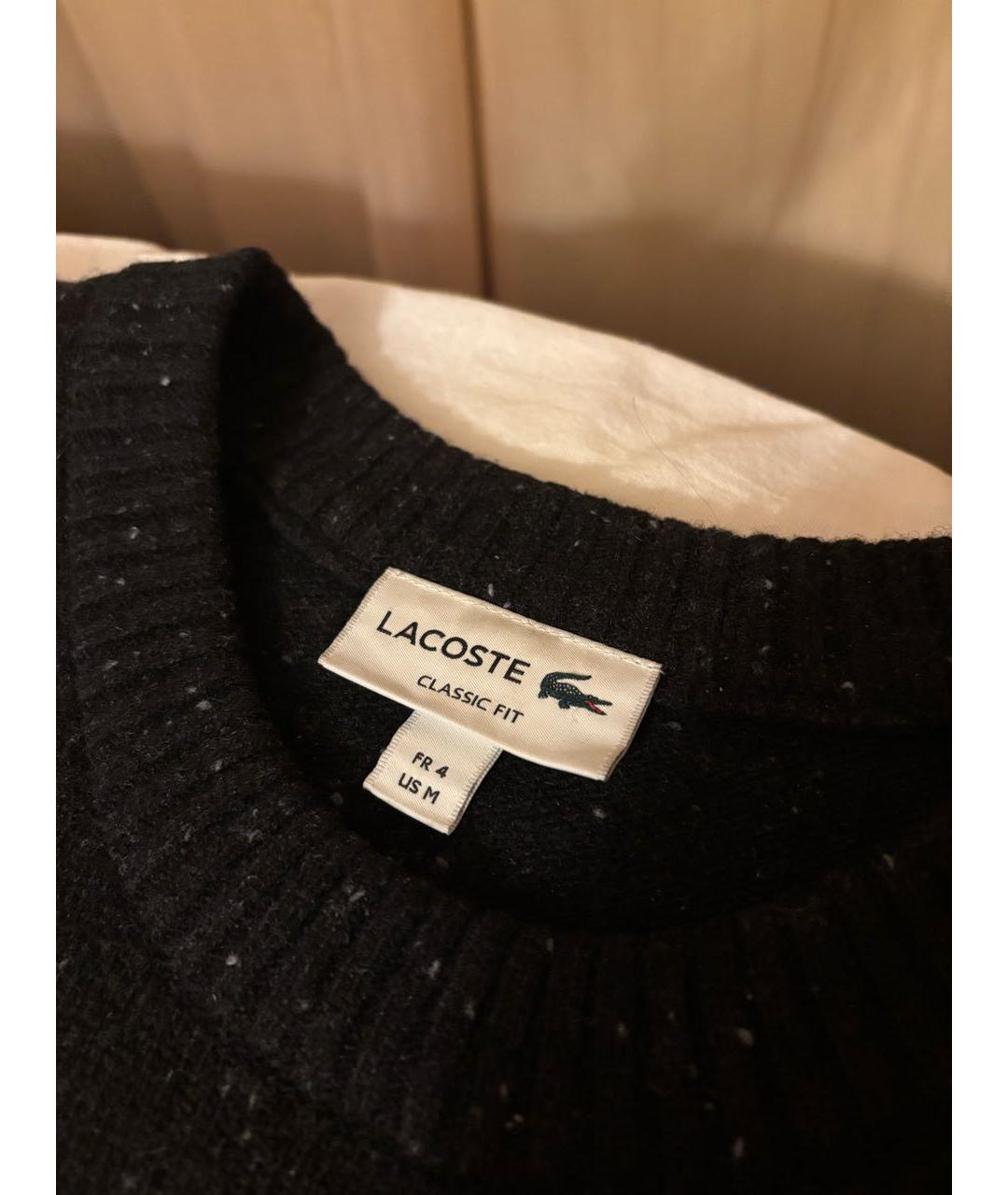 LACOSTE Черный шерстяной джемпер / свитер, фото 3