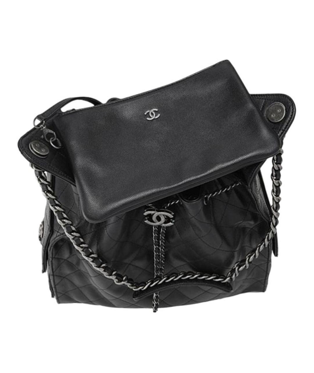 CHANEL Черная кожаная сумка через плечо, фото 4
