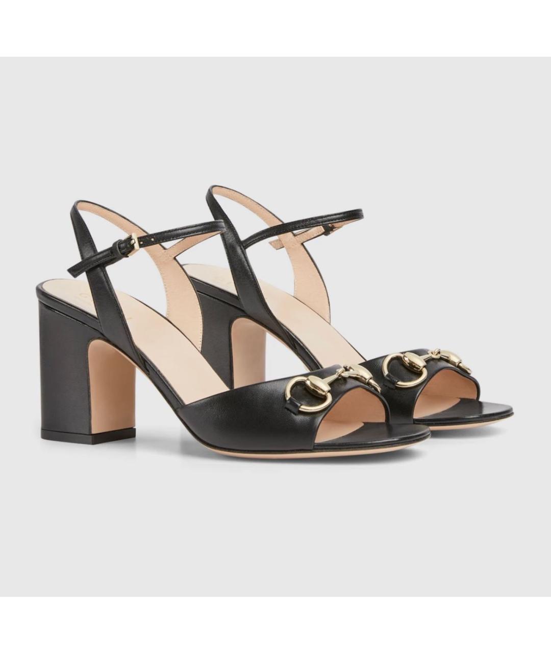 GUCCI Черные кожаные босоножки, фото 2