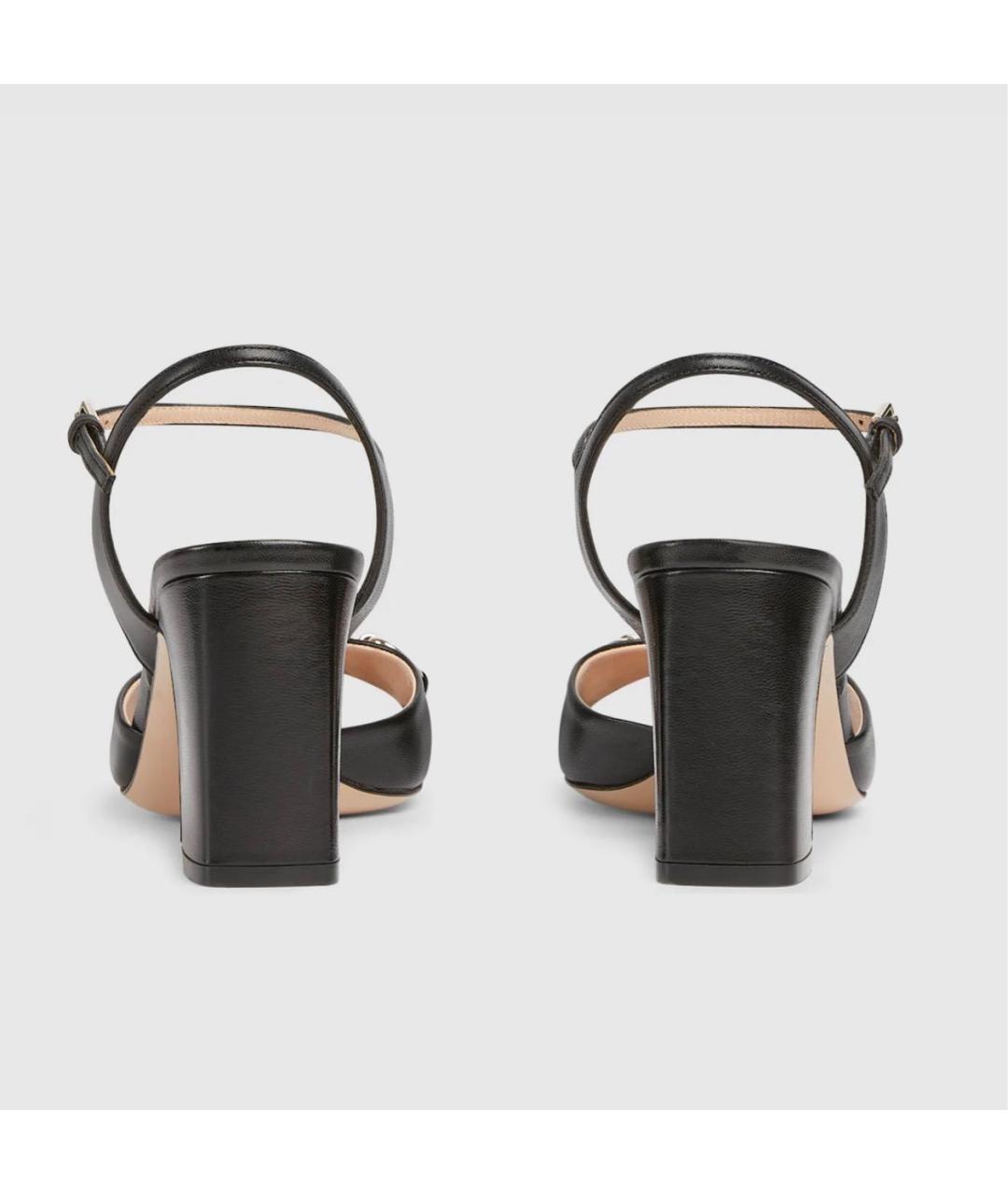 GUCCI Черные кожаные босоножки, фото 4