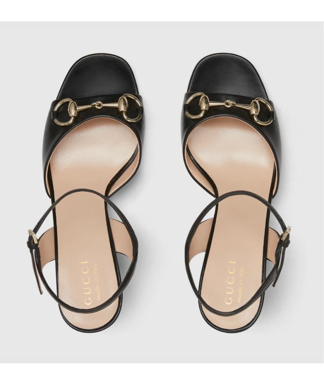 GUCCI Черные кожаные босоножки, фото 5