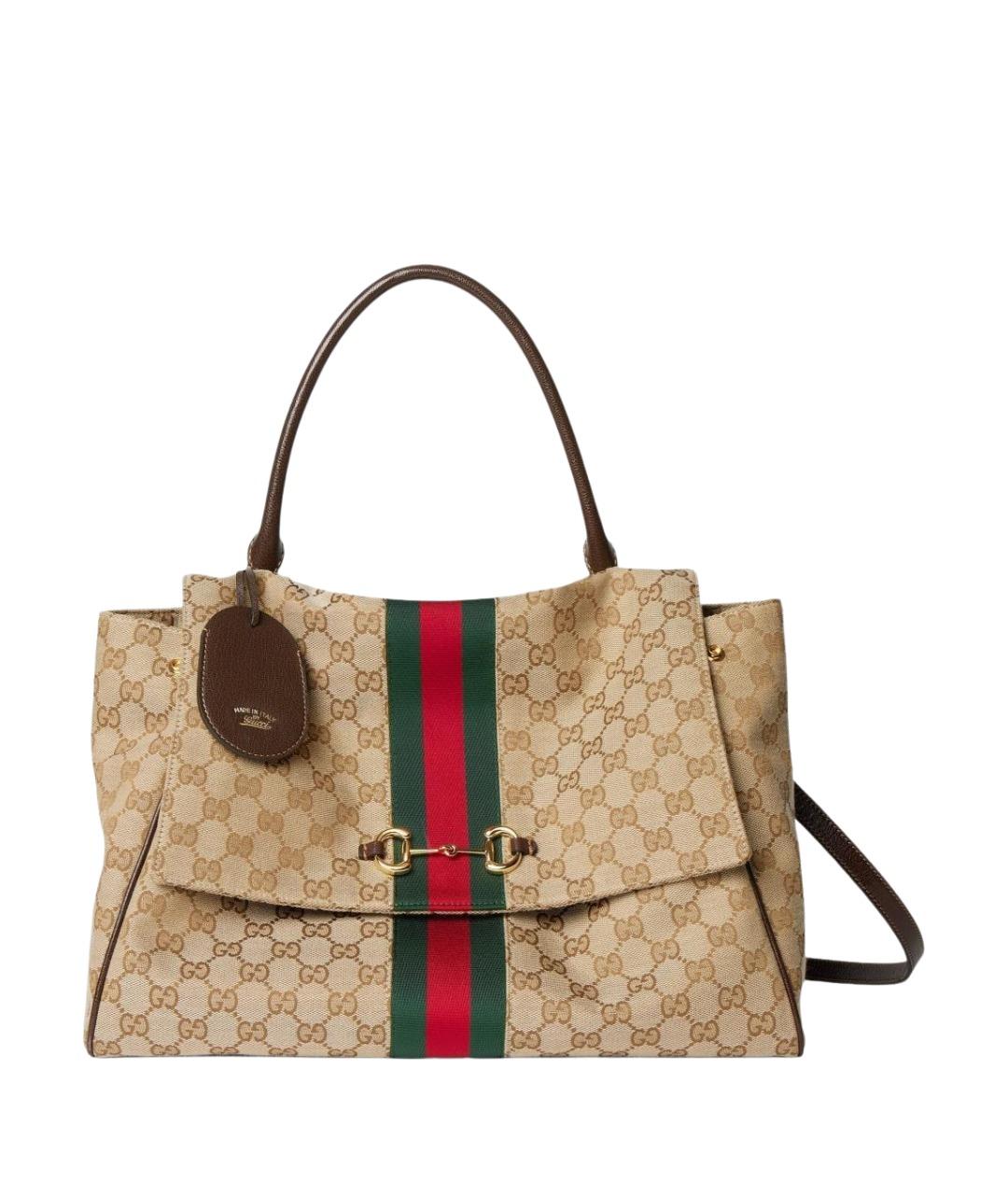GUCCI Бежевая сумка через плечо из канвы, фото 1