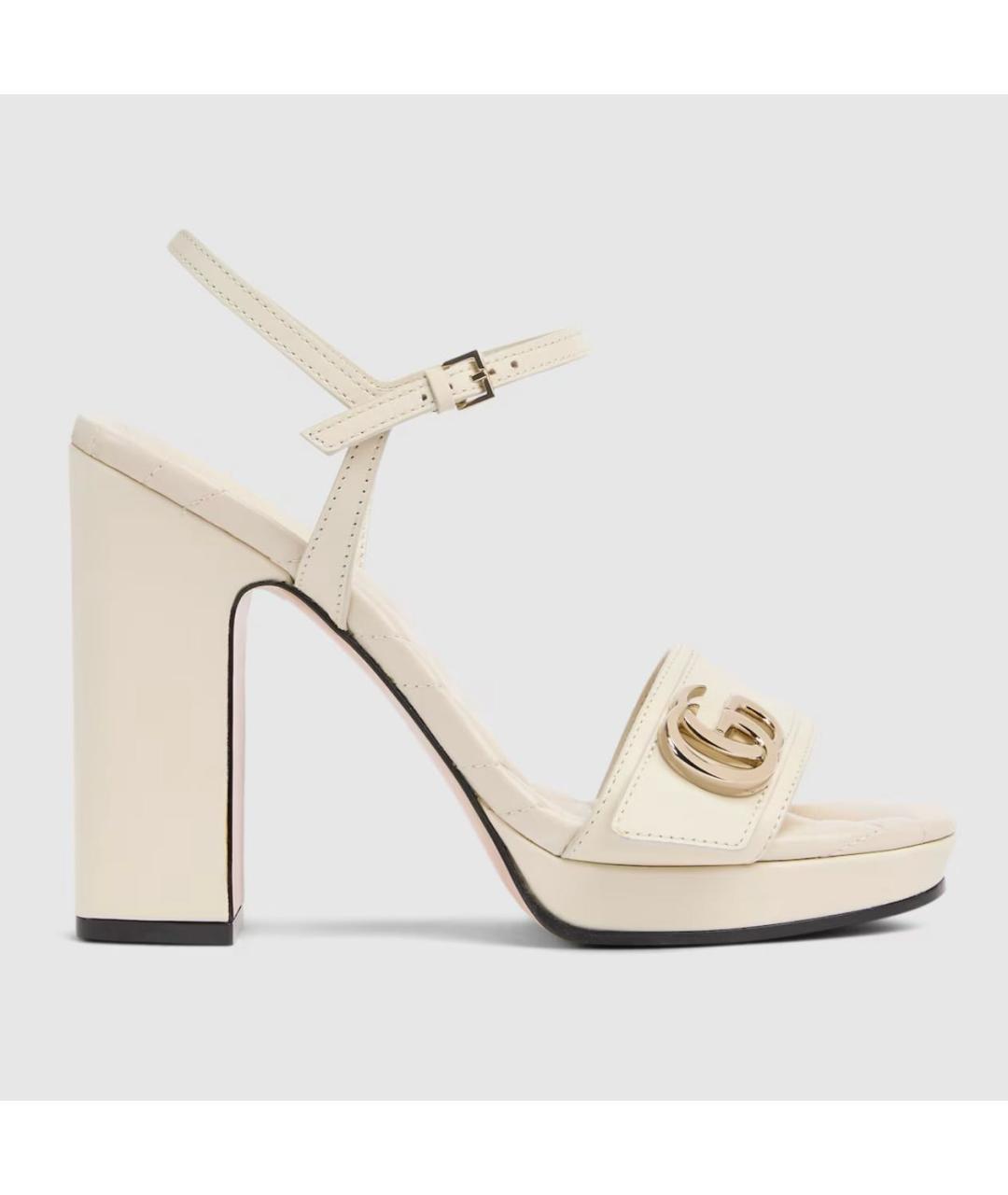 GUCCI Белые кожаные босоножки, фото 6