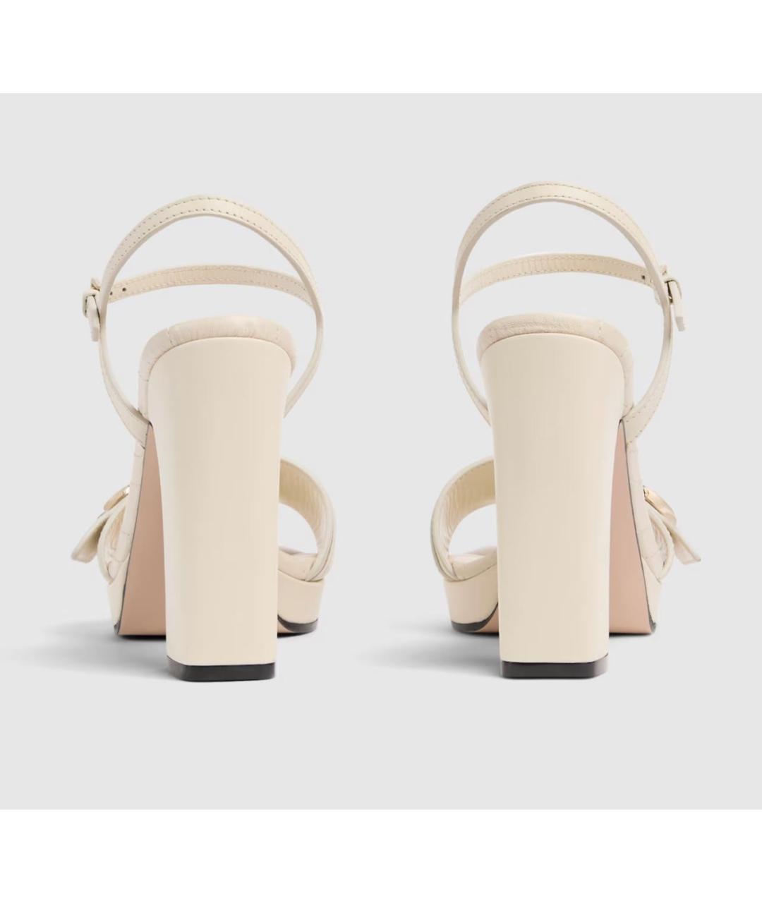 GUCCI Белые кожаные босоножки, фото 4