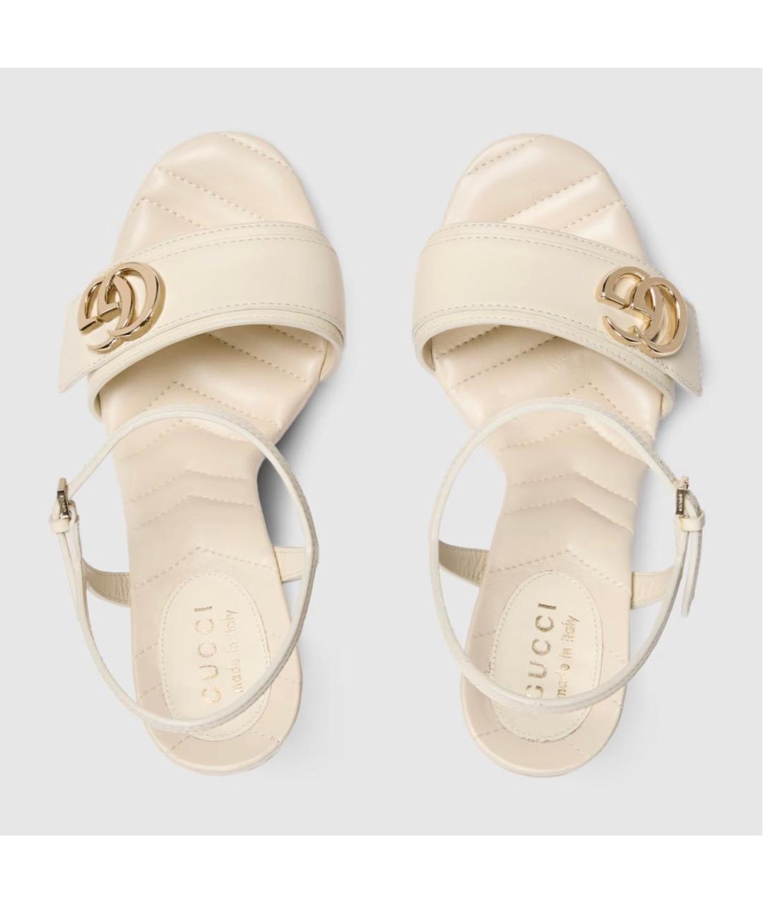 GUCCI Белые кожаные босоножки, фото 5