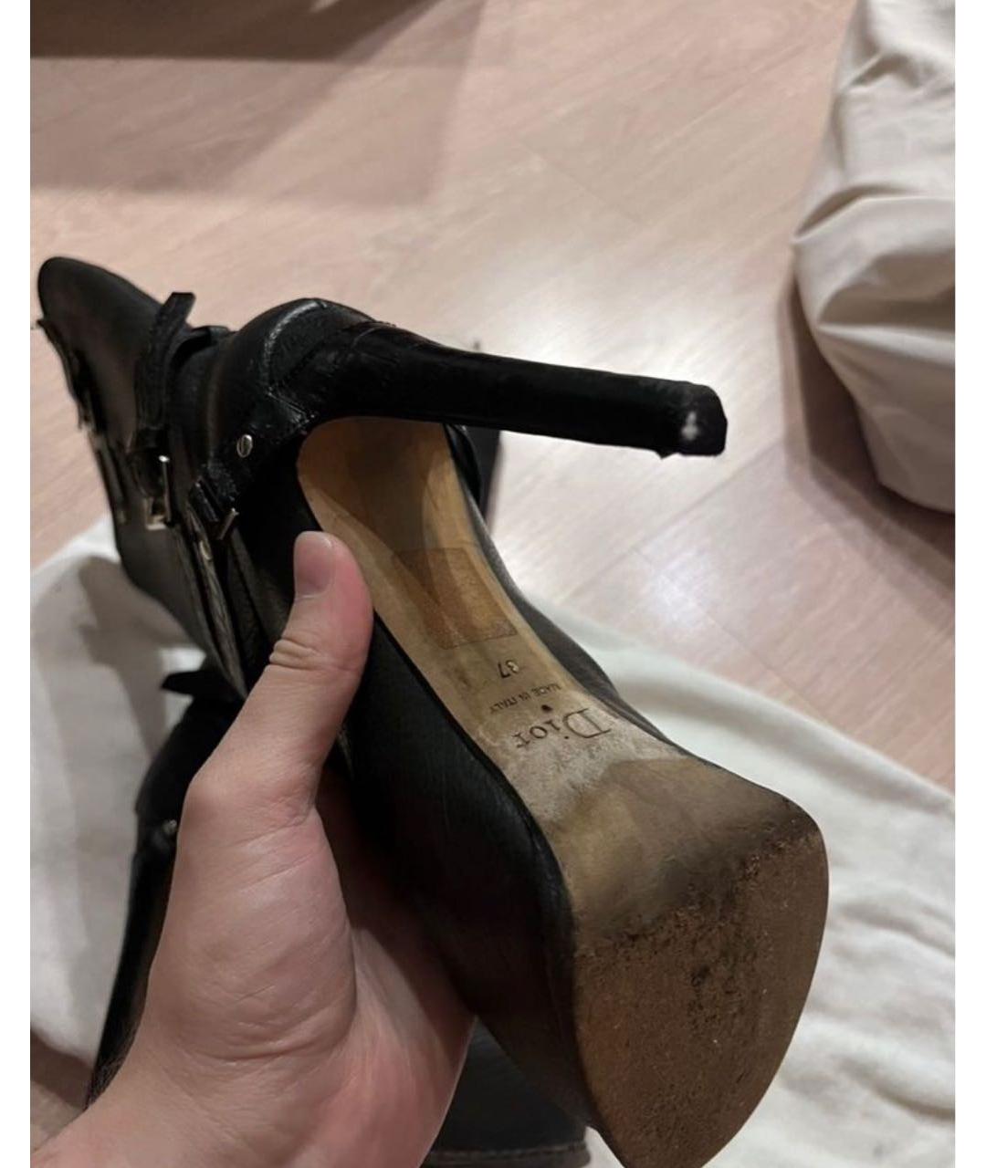 CHRISTIAN DIOR Черные кожаные сапоги, фото 4
