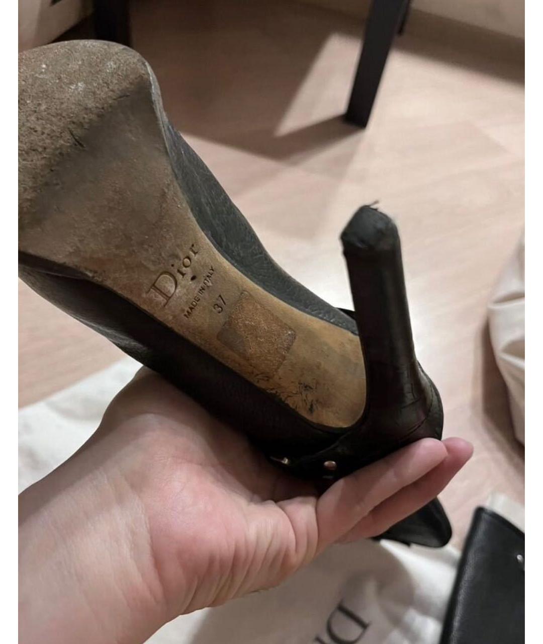 CHRISTIAN DIOR Черные кожаные сапоги, фото 3