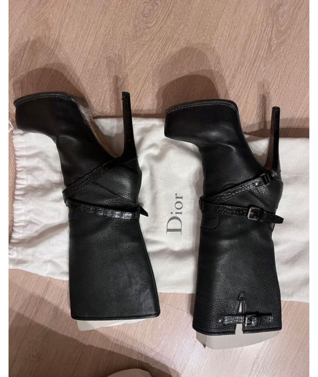 CHRISTIAN DIOR Черные кожаные сапоги, фото 7