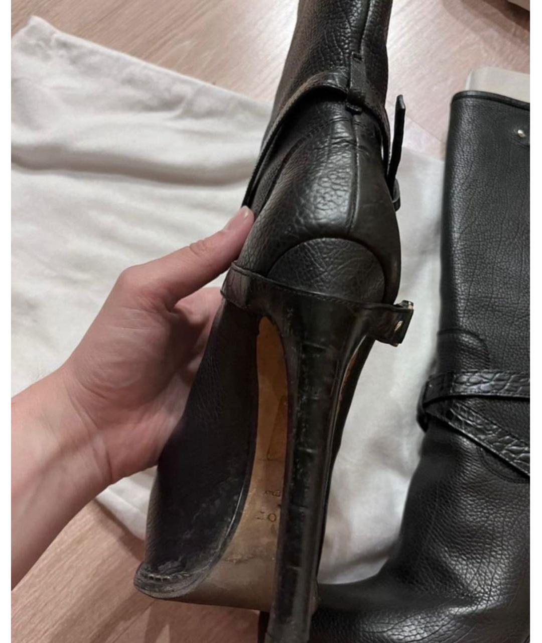 CHRISTIAN DIOR Черные кожаные сапоги, фото 6