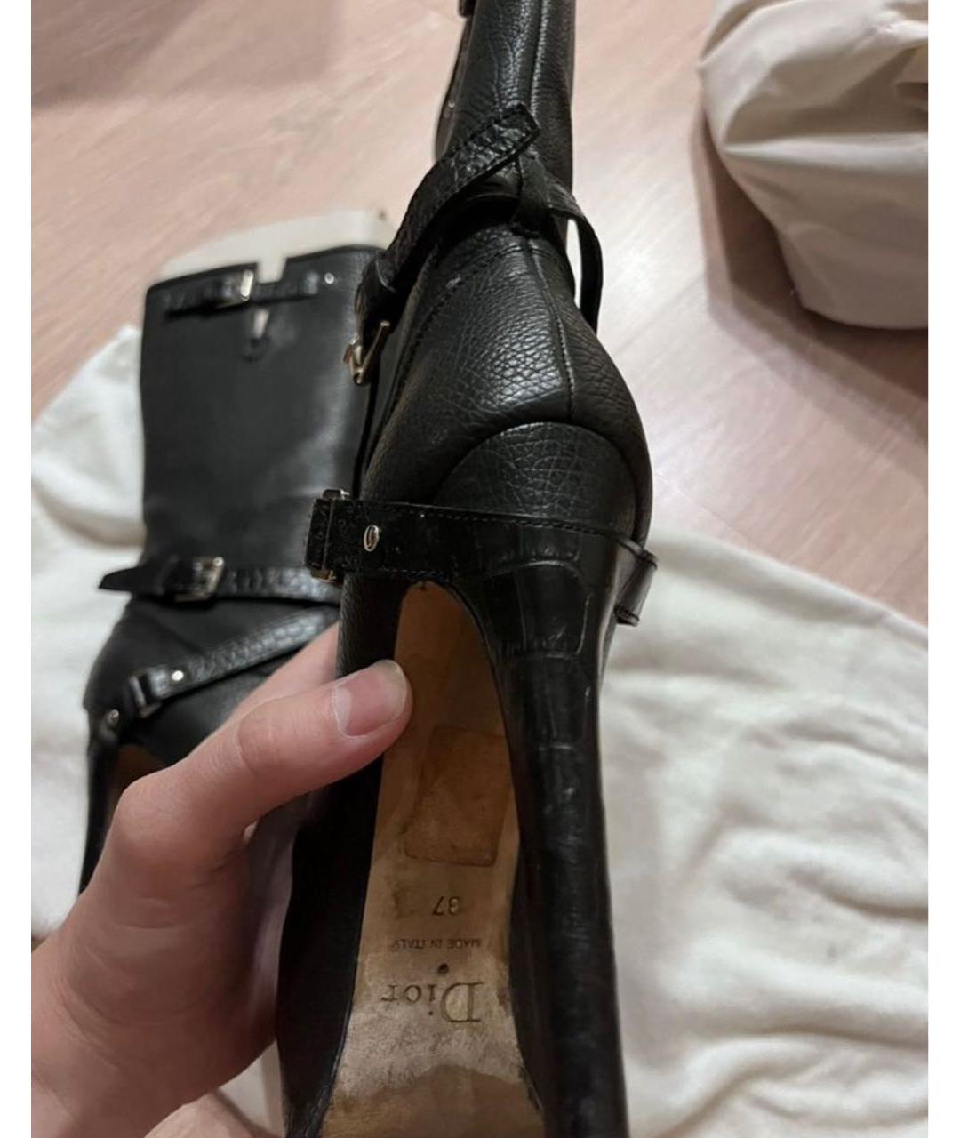 CHRISTIAN DIOR Черные кожаные сапоги, фото 5