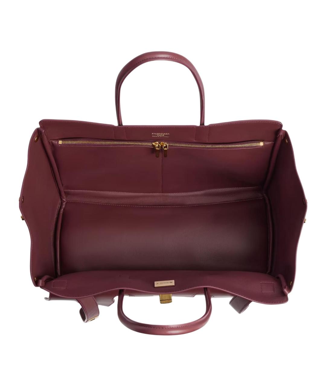BALENCIAGA Бордовая кожаная сумка через плечо, фото 4