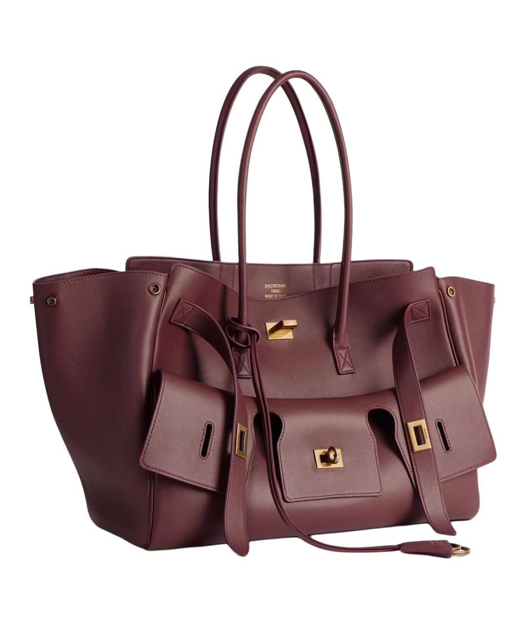 BALENCIAGA Бордовая кожаная сумка через плечо, фото 2