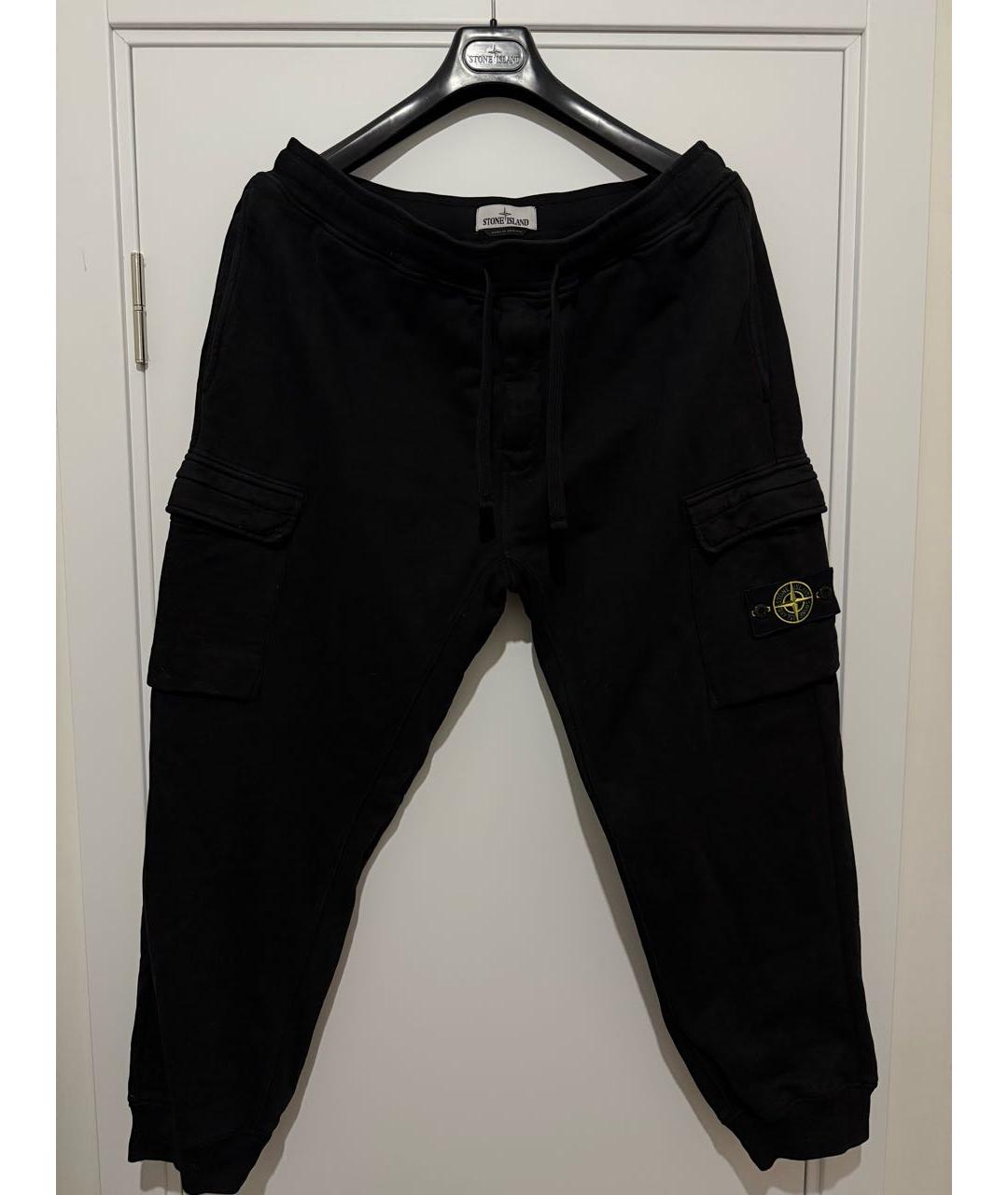 STONE ISLAND Черные хлопковые повседневные брюки, фото 9