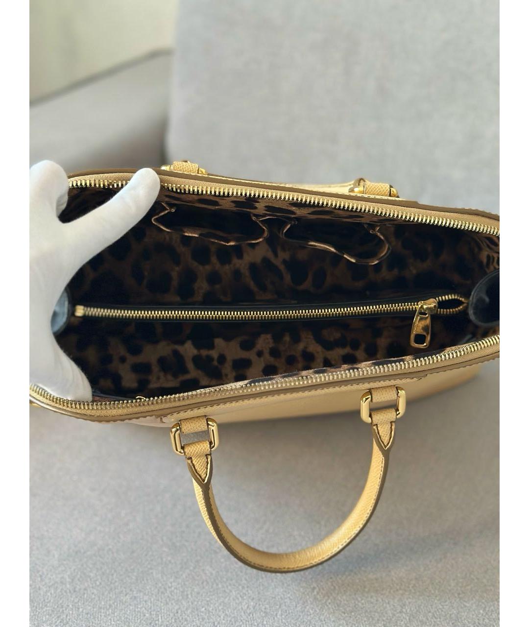 DOLCE&GABBANA Бежевая кожаная сумка тоут, фото 5