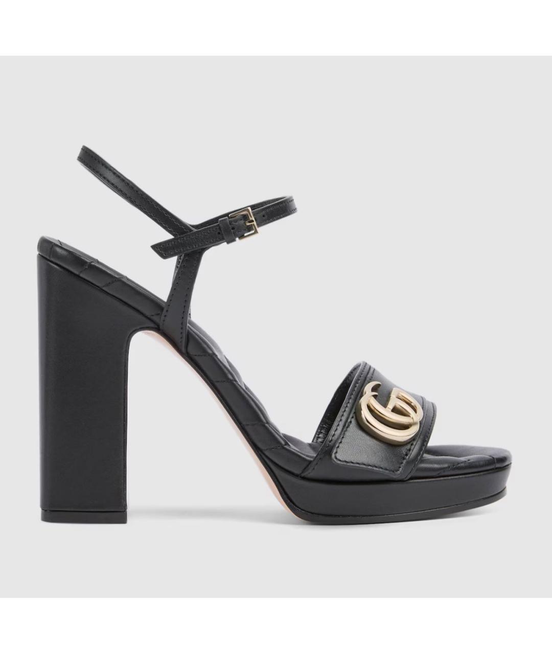 GUCCI Черные кожаные босоножки, фото 6