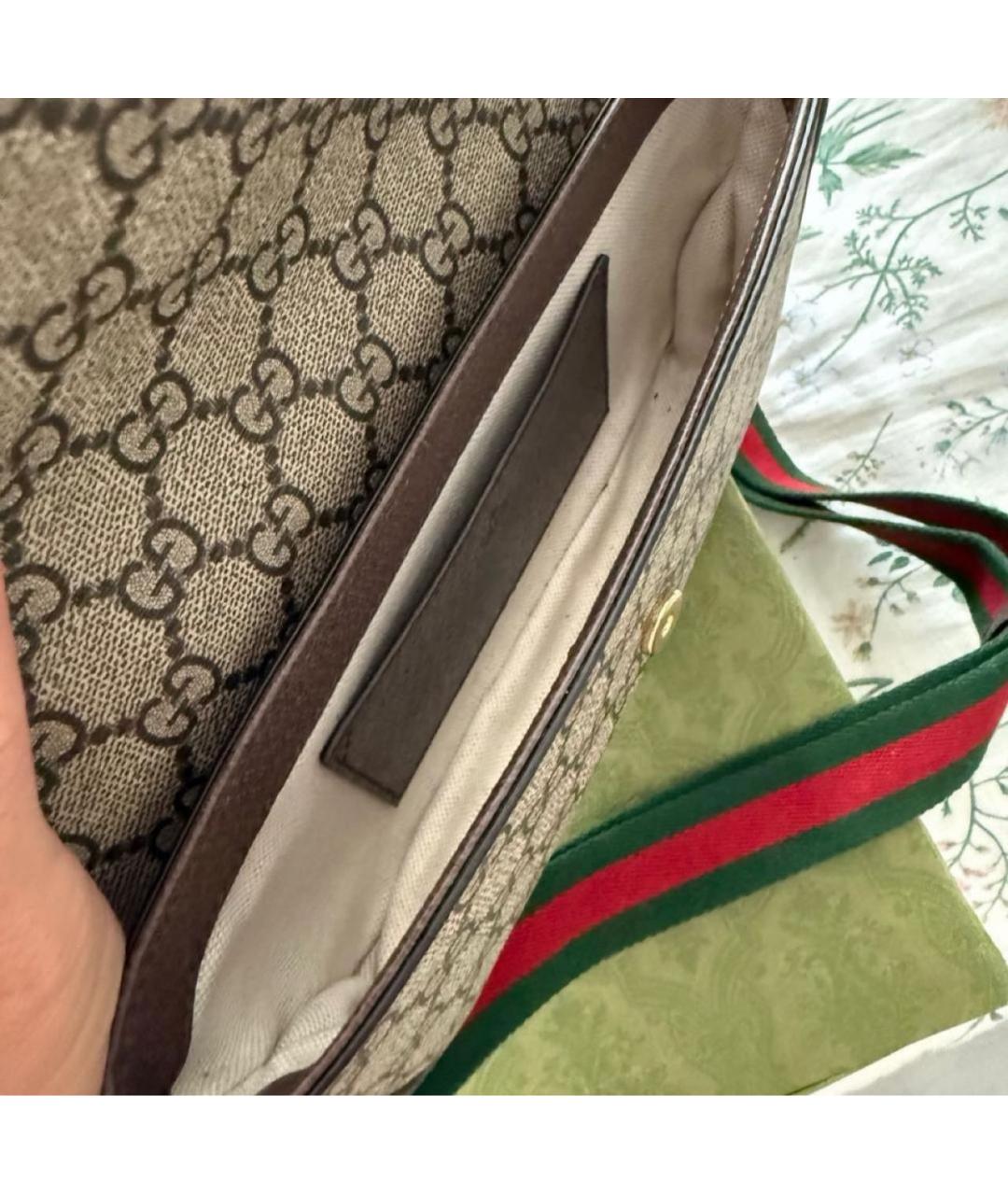 GUCCI Бежевая кожаная сумка через плечо, фото 4