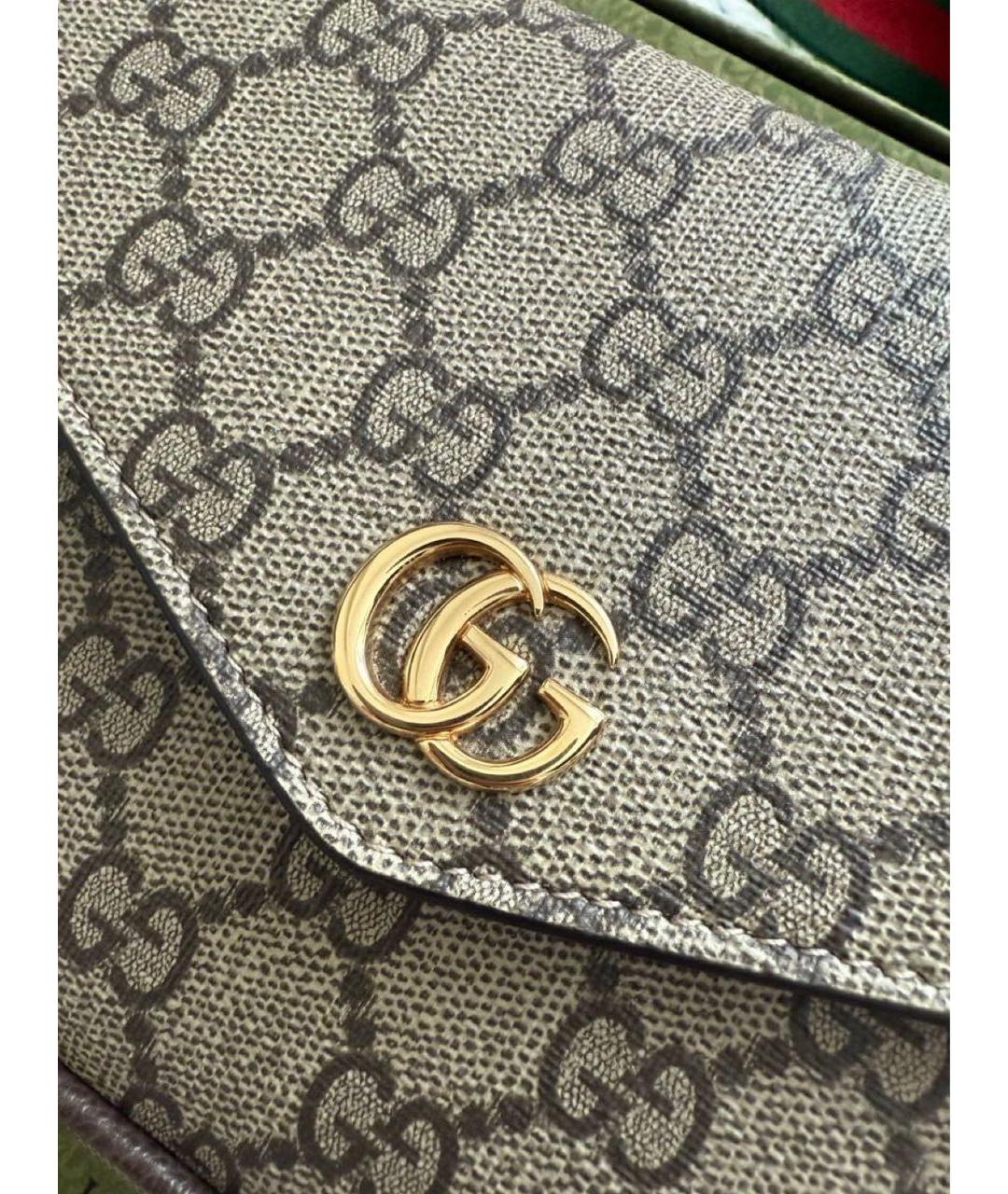 GUCCI Бежевая кожаная сумка через плечо, фото 6