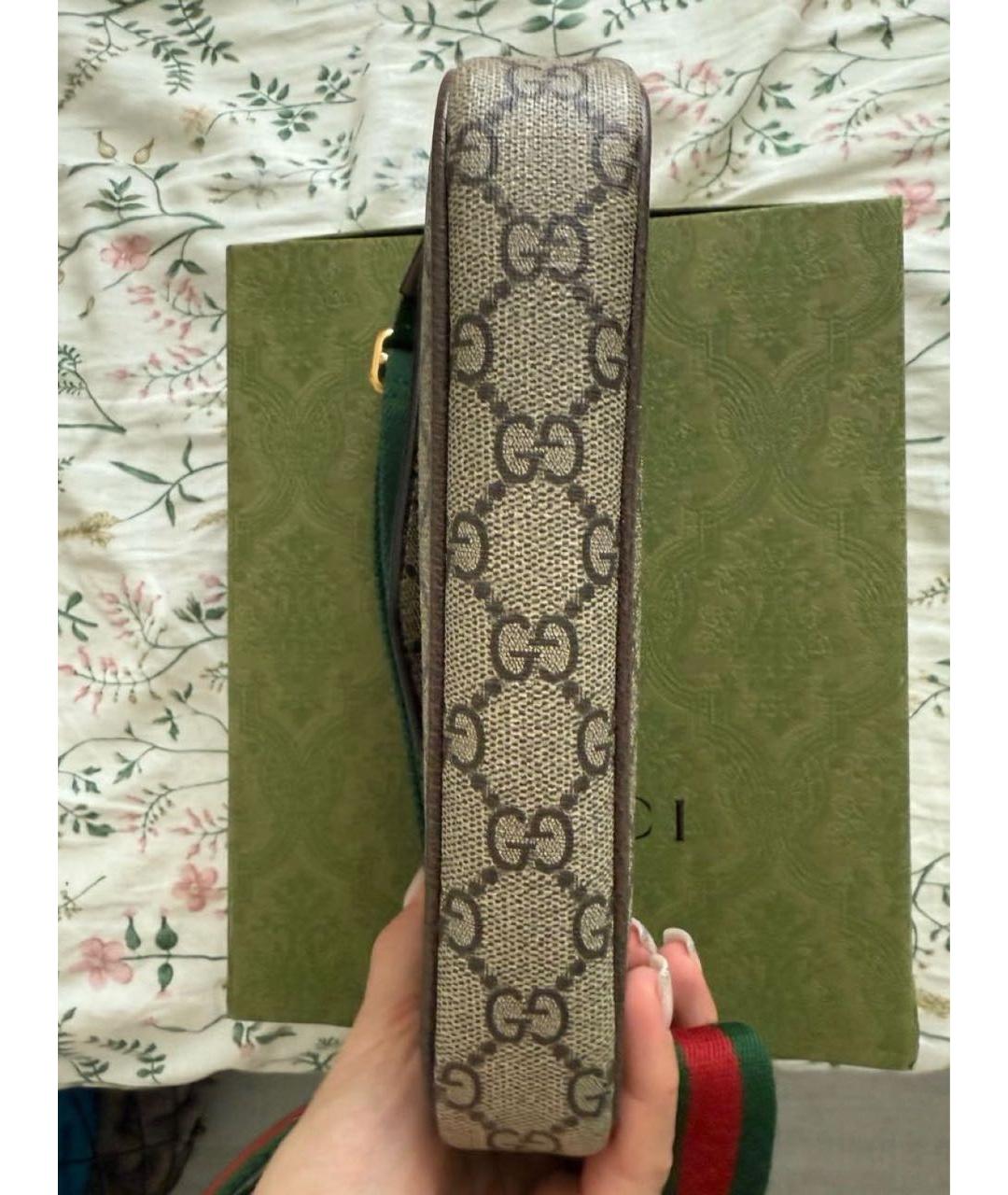 GUCCI Бежевая кожаная сумка через плечо, фото 5